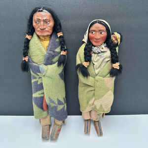 Skookum Native American Bully Good 12” Dolls Papoose Baby Wool Blanket Vintage